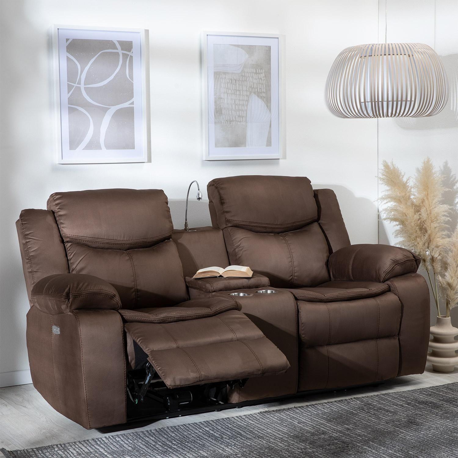 Sofa Brown electrico automatico + usb + lampara + cajon invisible color Brown-1