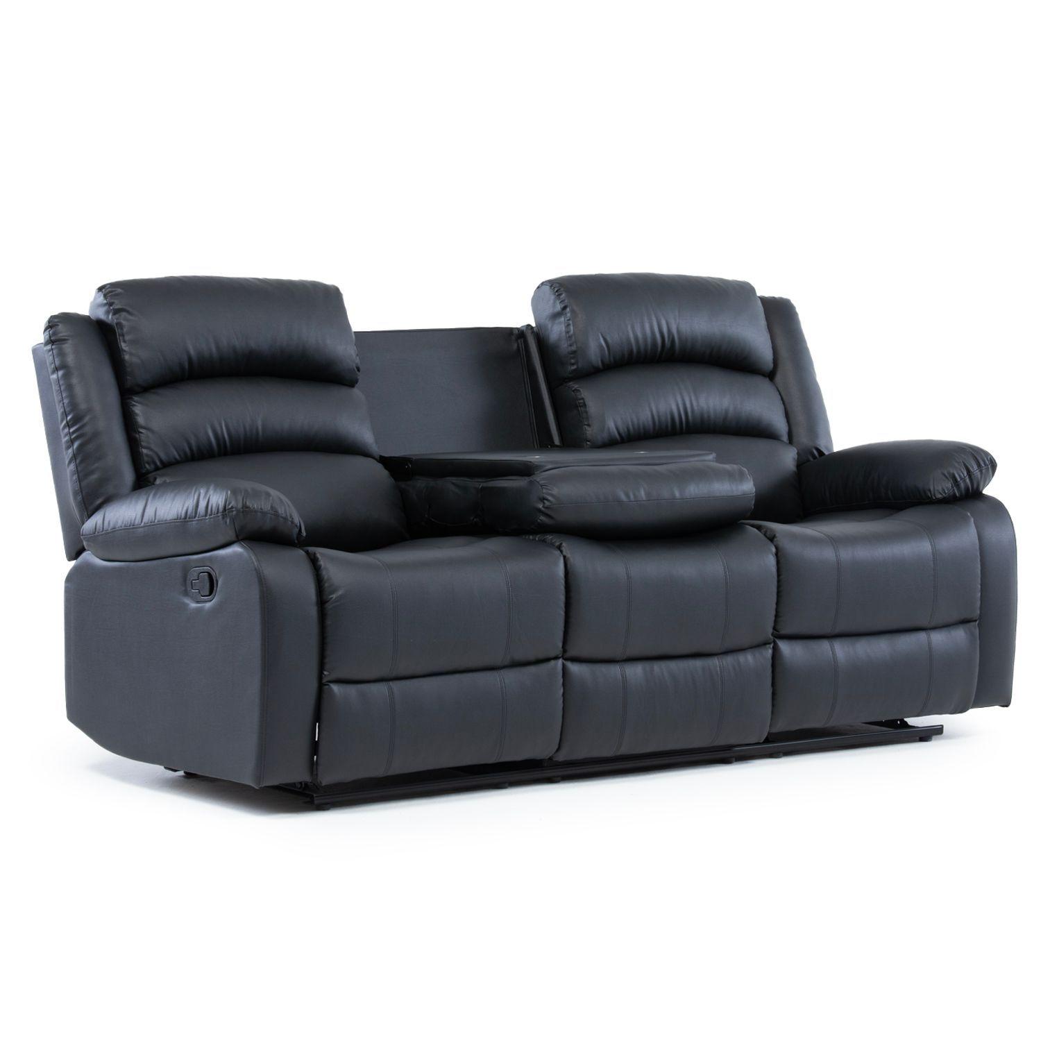 SOFA RECLINABLE SANTI BLACK 3 CUERPOS CON POSAVASOS-4