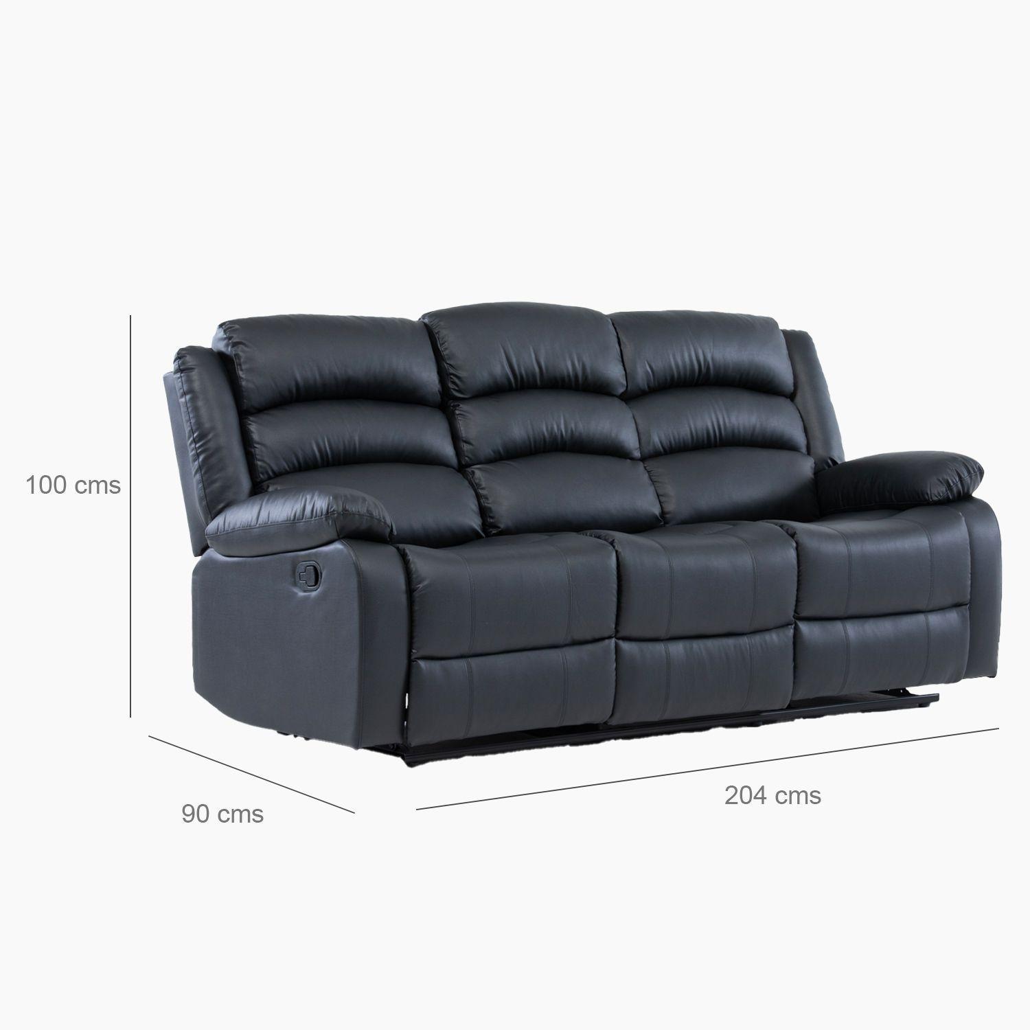 SOFA RECLINABLE SANTI BLACK 3 CUERPOS CON POSAVASOS-2
