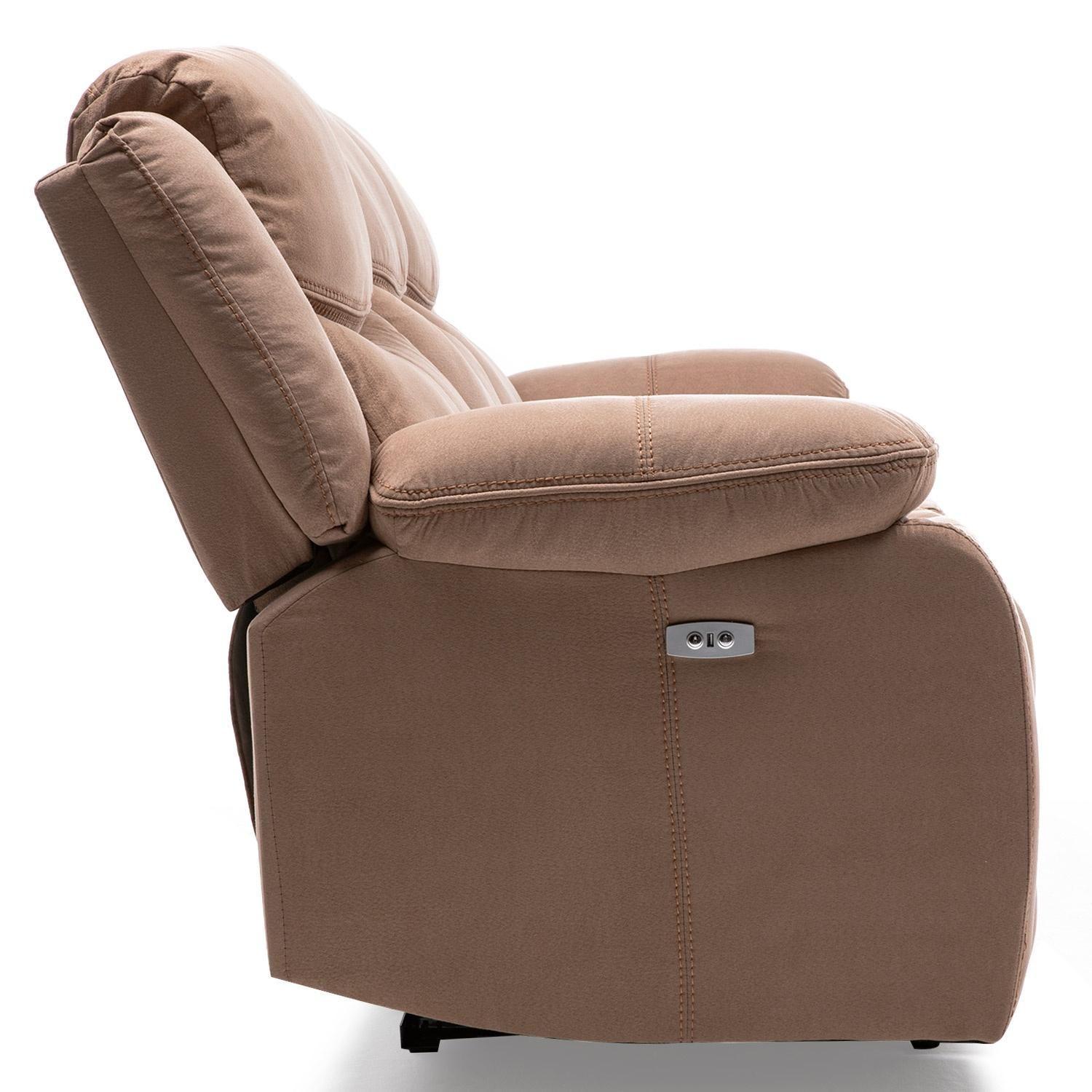Sillon 3 cuerpos mocha reclinable electrico + usb -5