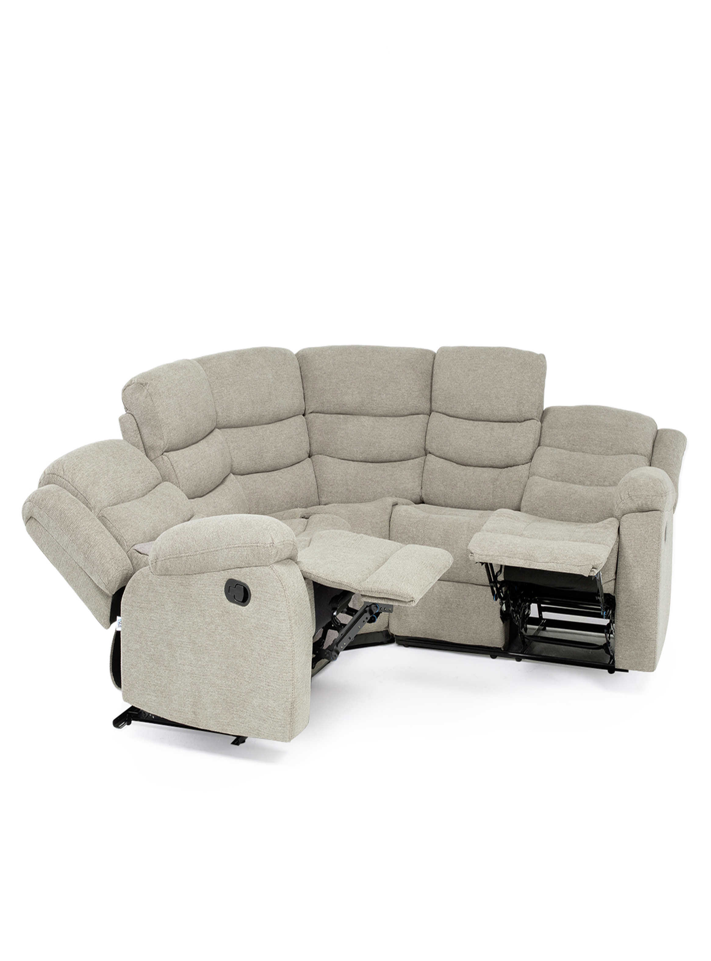 SECCIONAL RECLINABLE CURVO NEW BEIGE + POSAVASOS DE ALUMINIO-3