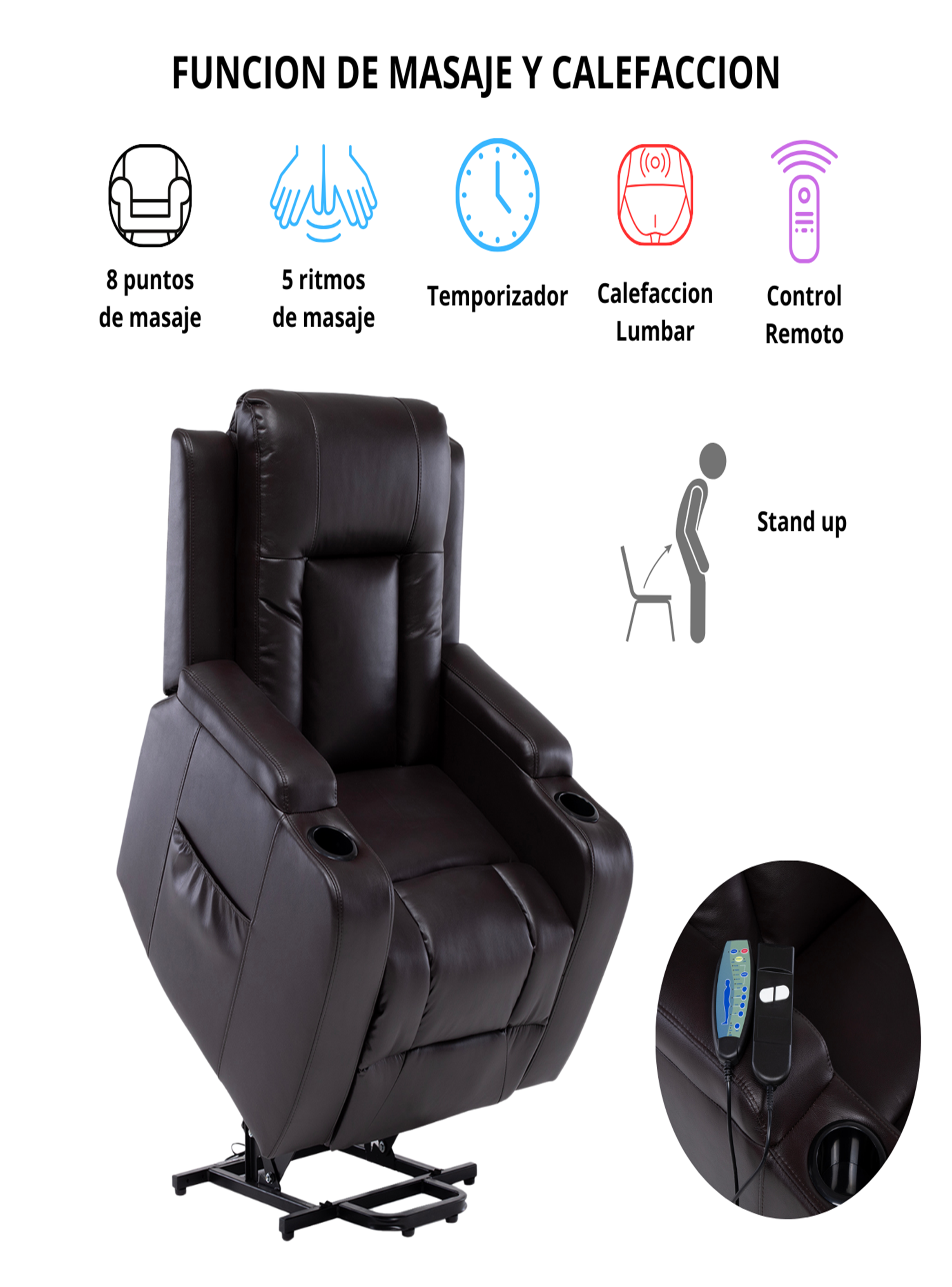 BERGER STAND UP BROWN CON VIBROMASAJE 8 PUNTOS + CONTROL REMOTO + CALEFACCION-2
