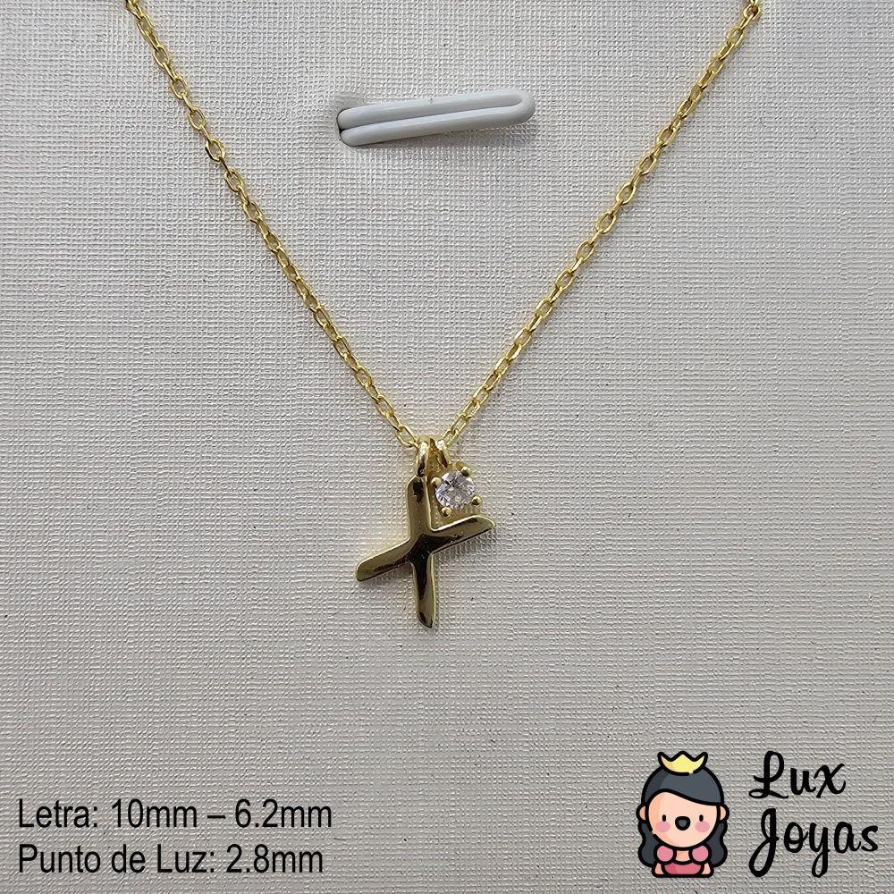 Collar Plata 925 Letra X Inicial Punto Luz-2
