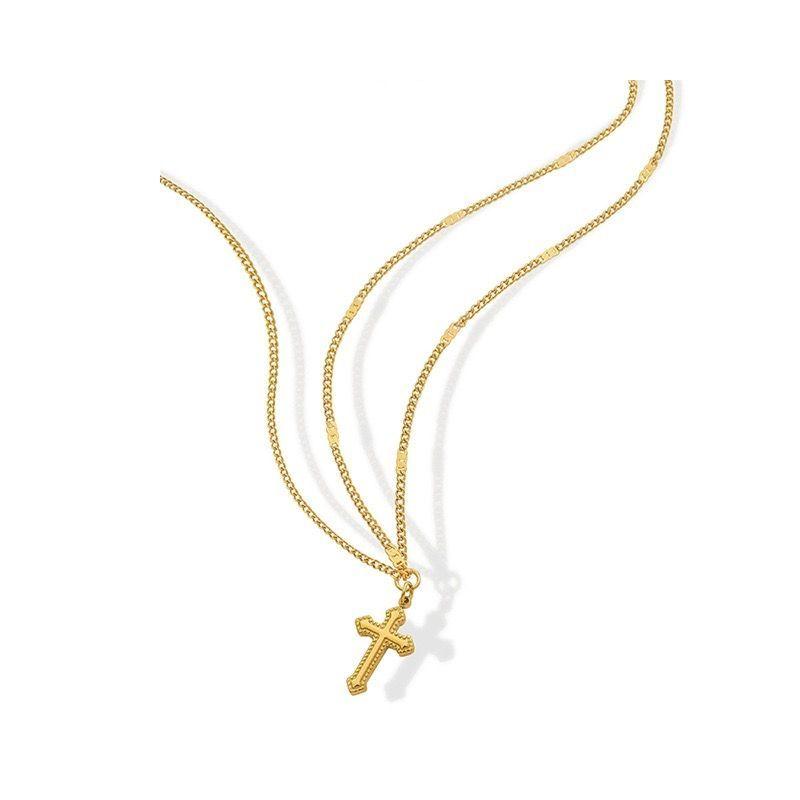Collar Baño Oro 18k Cruz Grumet Diseño-0