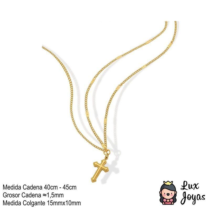 Collar Baño Oro 18k Cruz Grumet Diseño-4