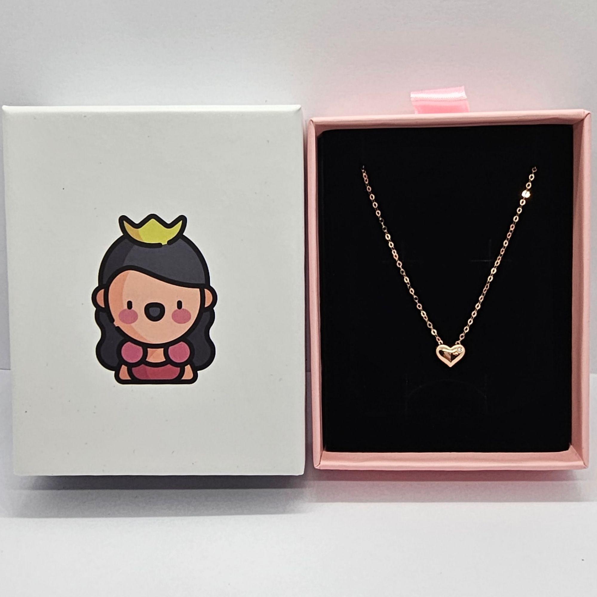 CADENA ESLABONES ORO ROSADO 18K COLGANTE CORAZÓN CON DIAMANTE 1P-4