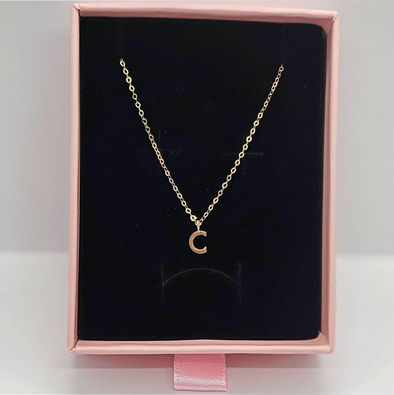 Cadena Eslabones Oro Amarillo 18k Colgante Letra Inicial C 18k-1