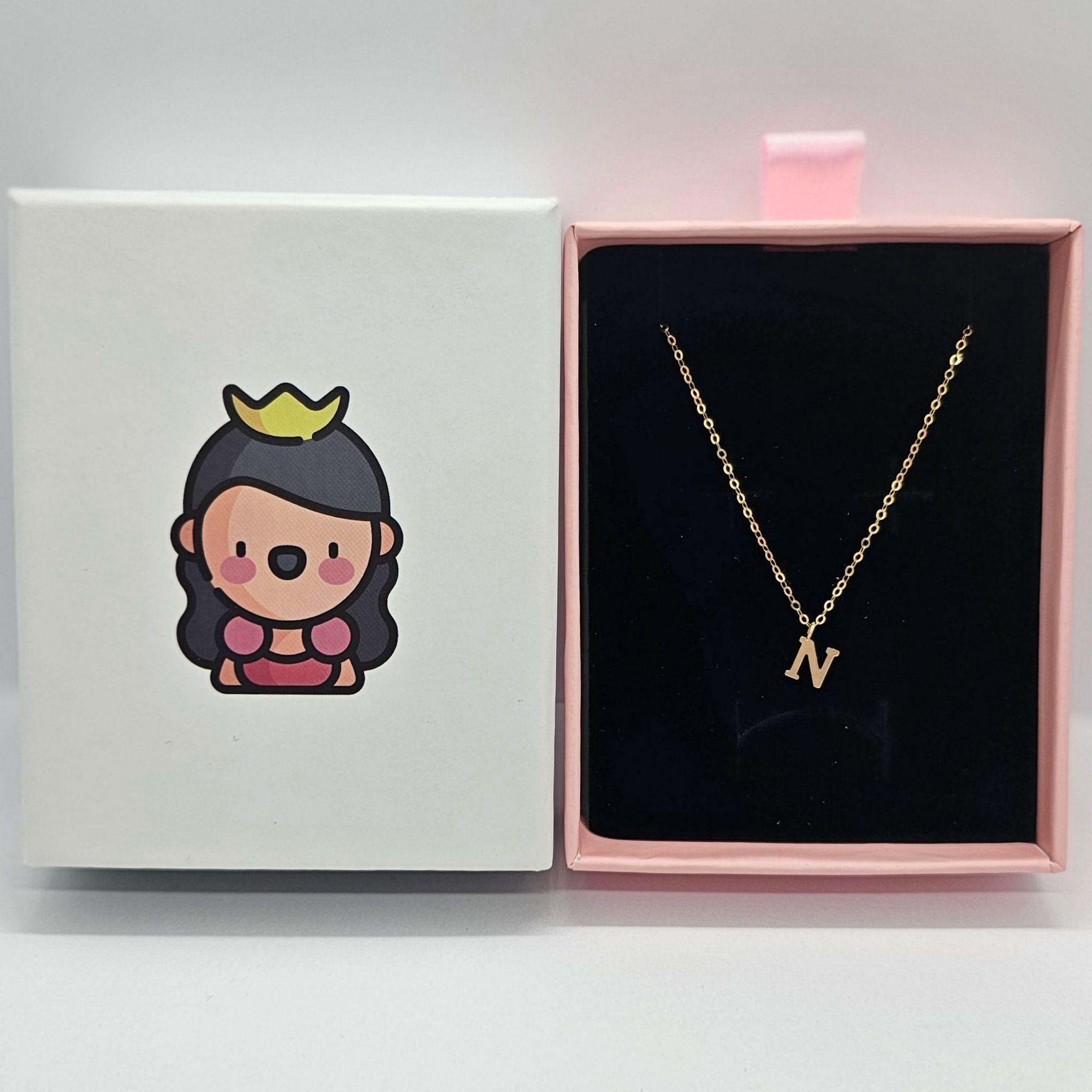CADENA ESLABONES ORO 18K COLGANTE LETRA INICIAL N 18K-2