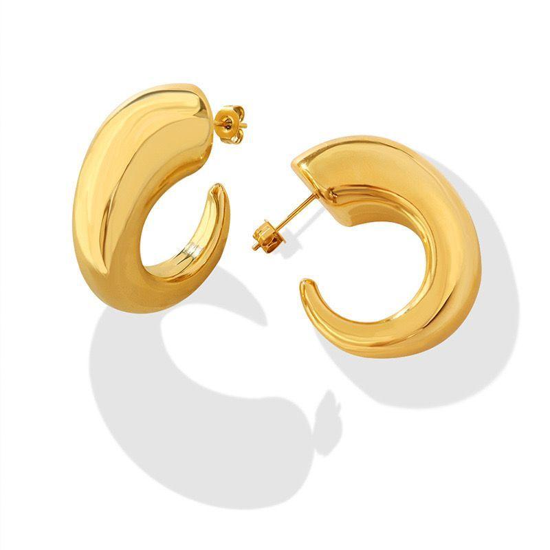 Aros Baño Oro 18k Media Argollas C Gordo-0