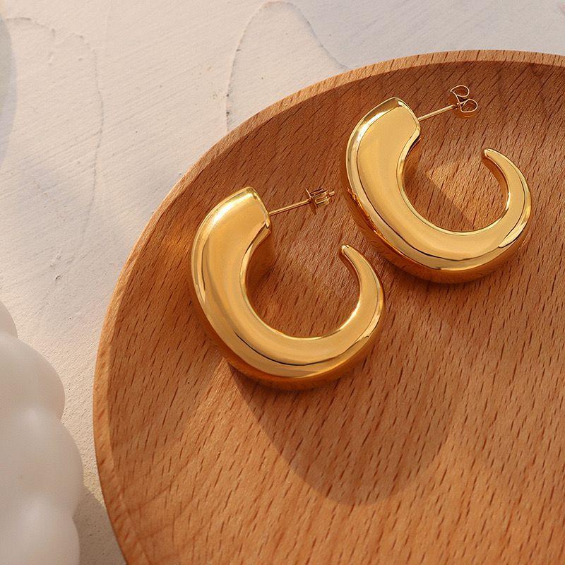 Aros Baño Oro 18k Media Argollas C Gordo-1