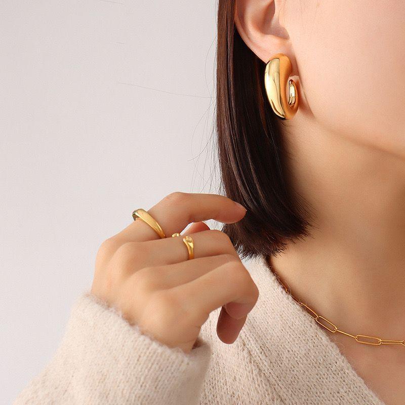 Aros Baño Oro 18k Media Argollas C Gordo-2