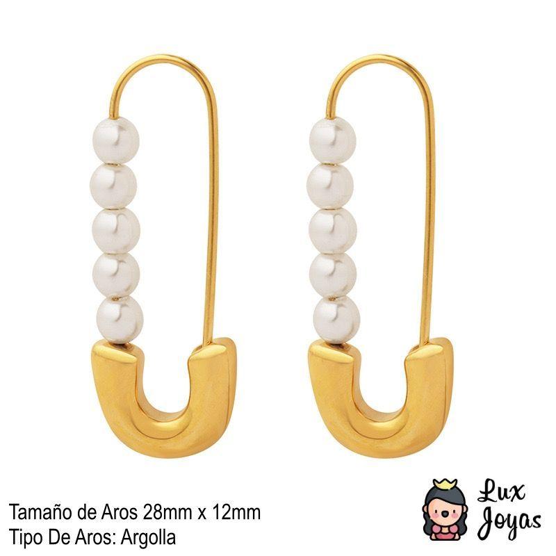 Aros Baño Oro 18k Clip Perlas-4