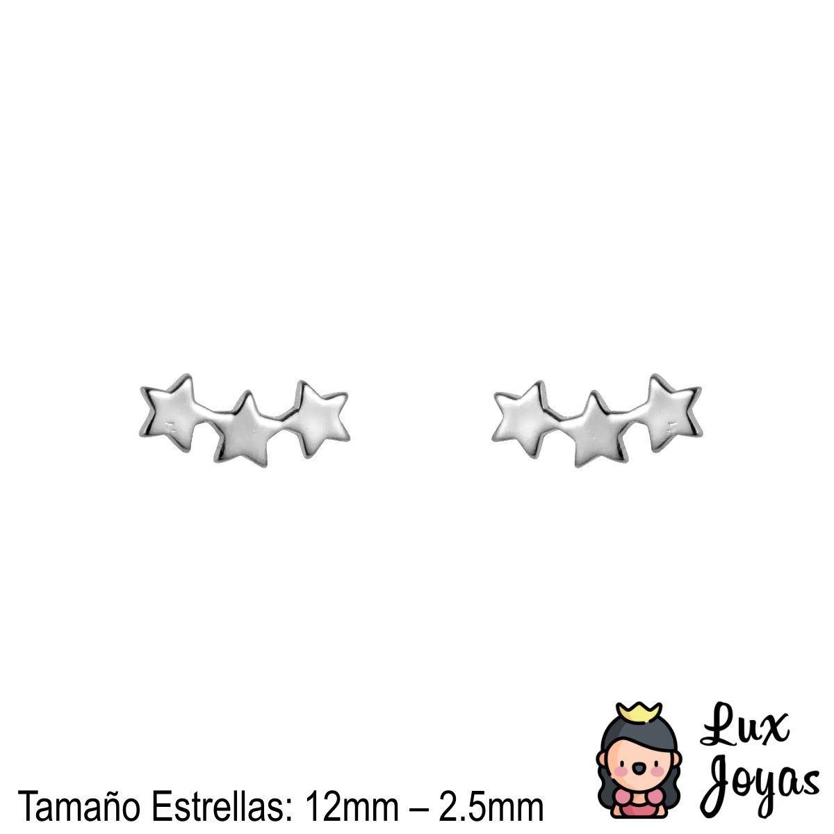 Aros Plata 925 Estrellas X3-2