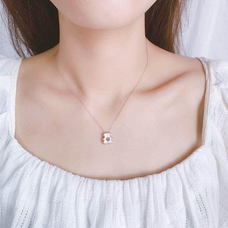 CADENA ESLABONES ORO ROSADO 18K COLGANTE OSITO NACAR DIAMANTE 3P-2