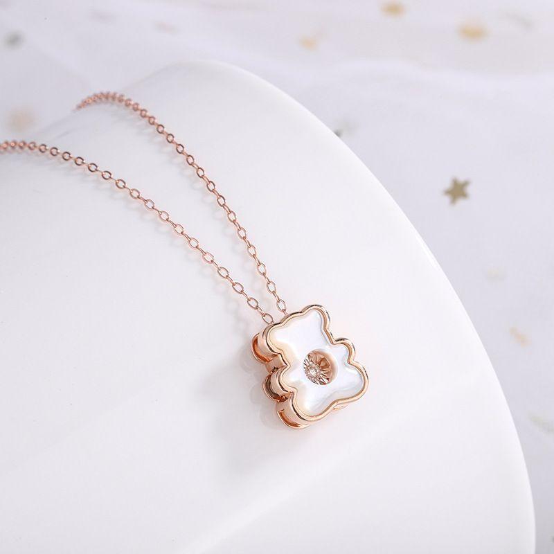 CADENA ESLABONES ORO ROSADO 18K COLGANTE OSITO NACAR DIAMANTE 3P-3