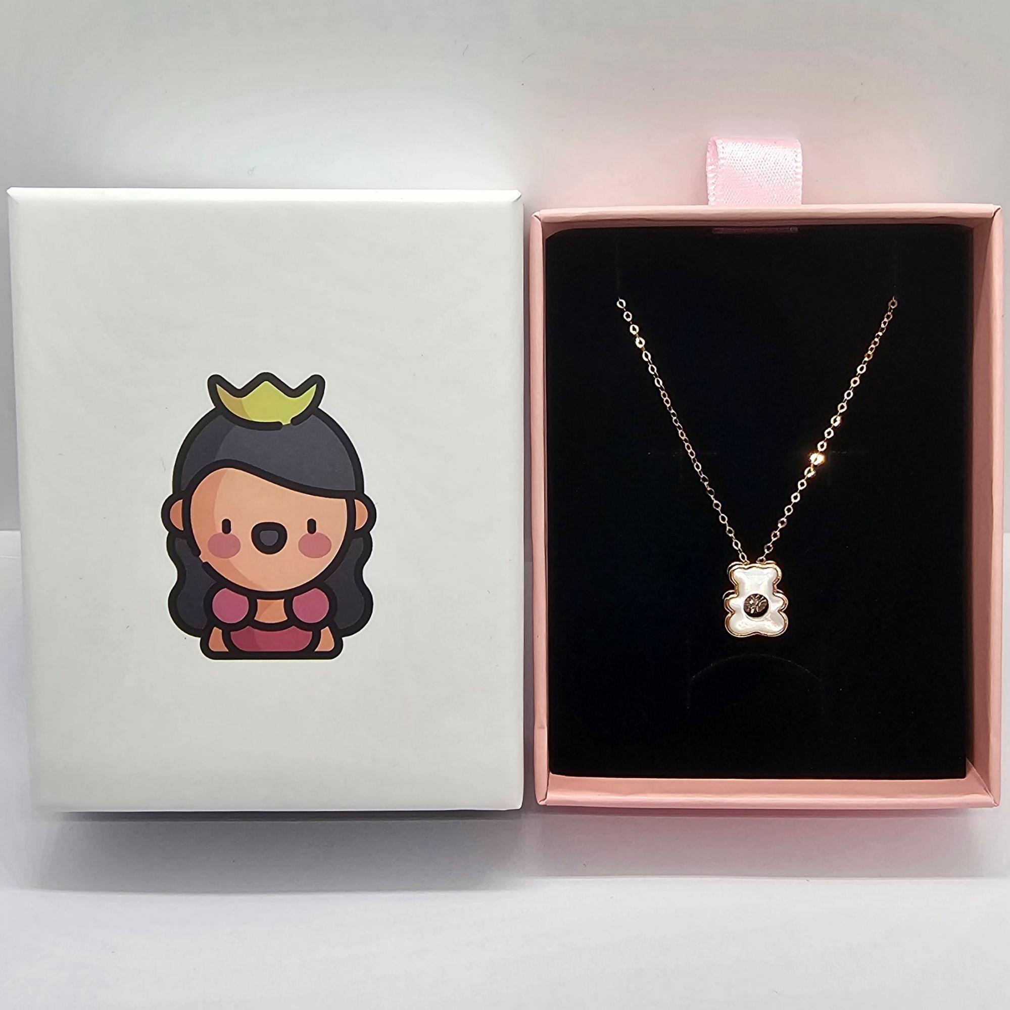 CADENA ESLABONES ORO ROSADO 18K COLGANTE OSITO NACAR DIAMANTE 3P-5
