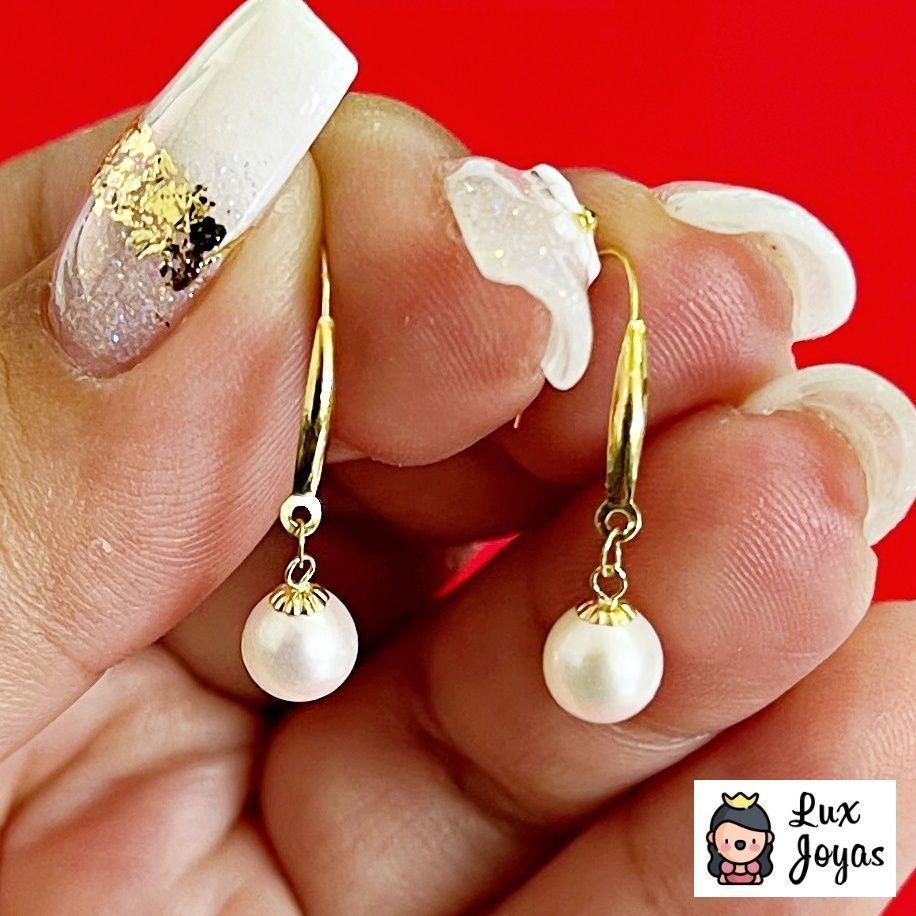 AROS LARGO CADENA PERLA DE RIO ORO AMARILLO 18K-3
