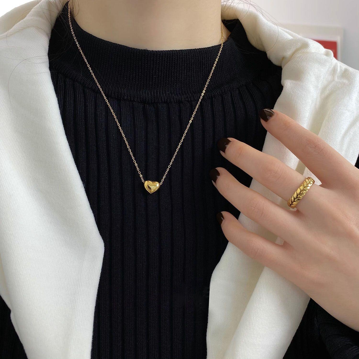 Collar Baño Oro Amarillo 18k Corazón Liso Cruzado-2