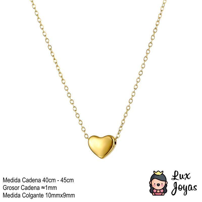 Collar Baño Oro Amarillo 18k Corazón Liso Cruzado-3
