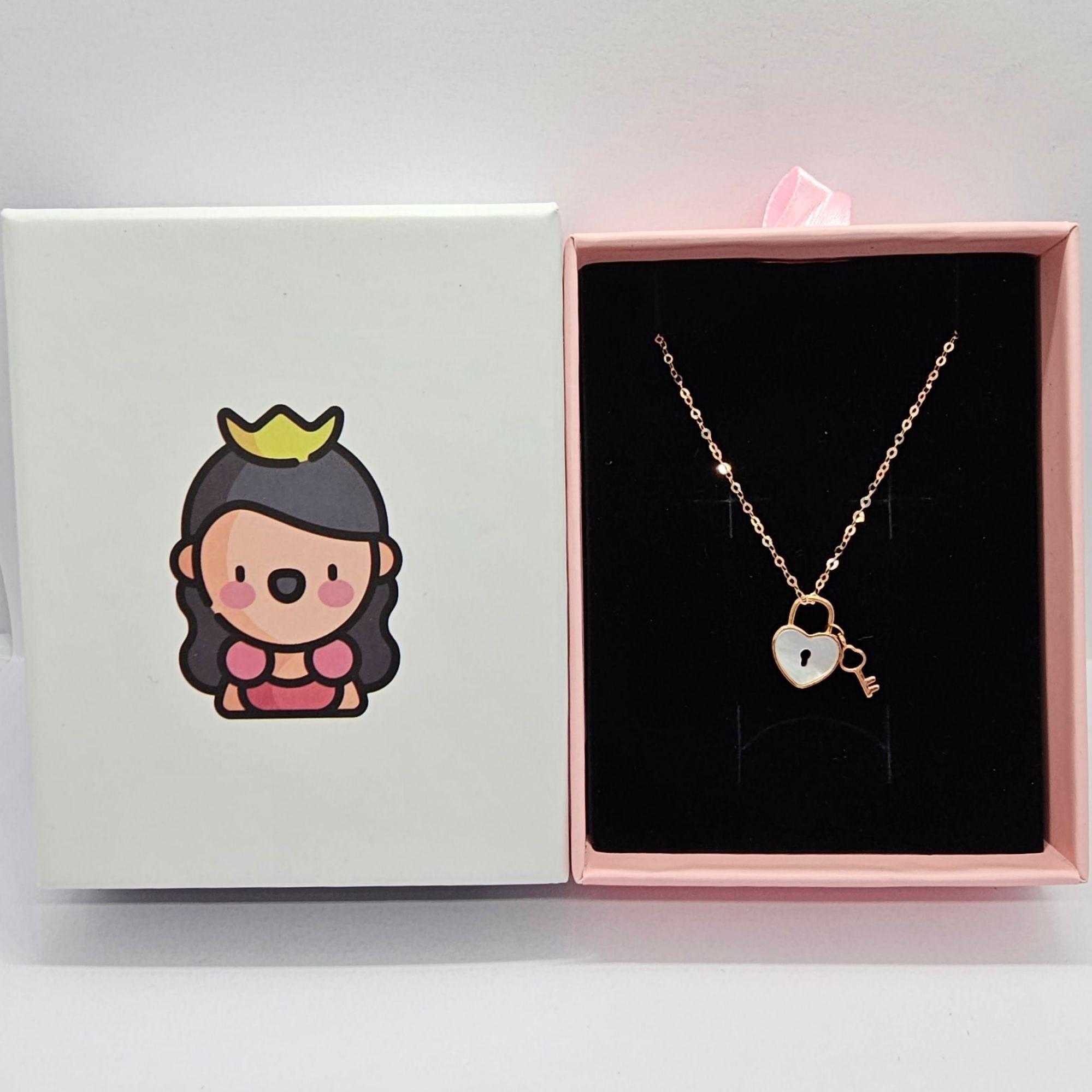 CADENA ESLABONES ORO ROSADO 18K CORAZÓN CANDADO LLAVE NÁCAR 18K-4