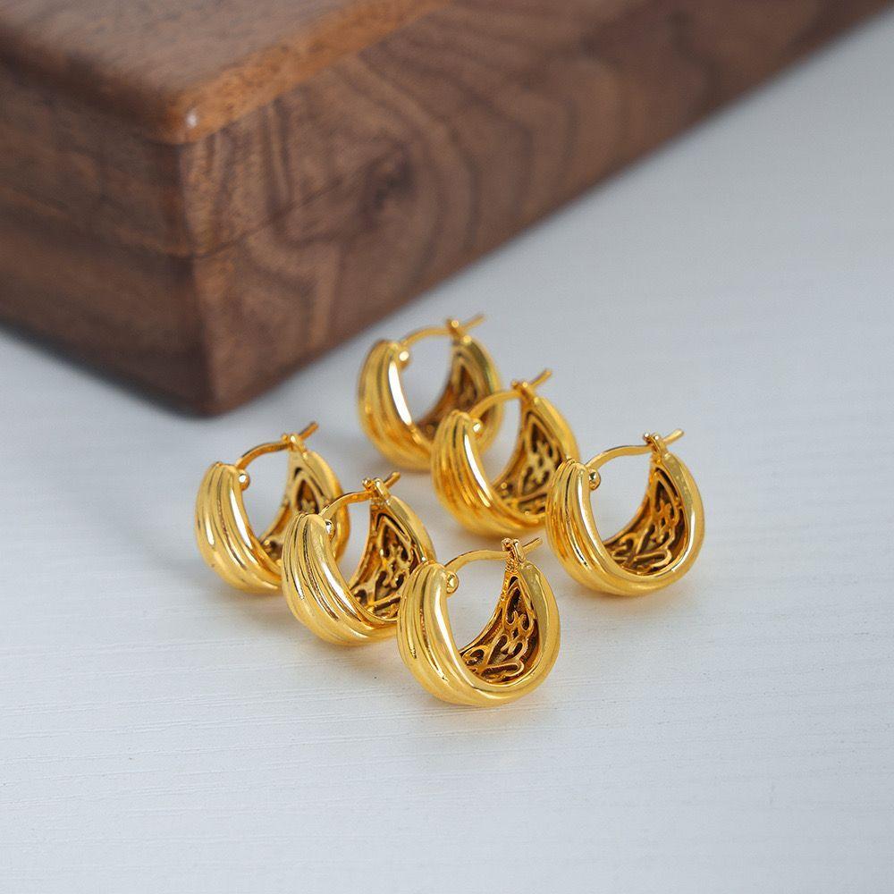 Aros Baño Oro 18k Argollas Diseño X5-1