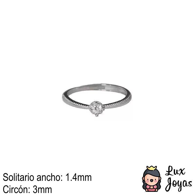Anillo Plata 925 Solitario Simple Dis-2