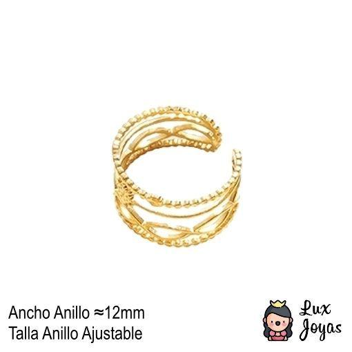 Anillo Baño Oro Amarillo 18 Kilates Infinito Sol Ajustable-2