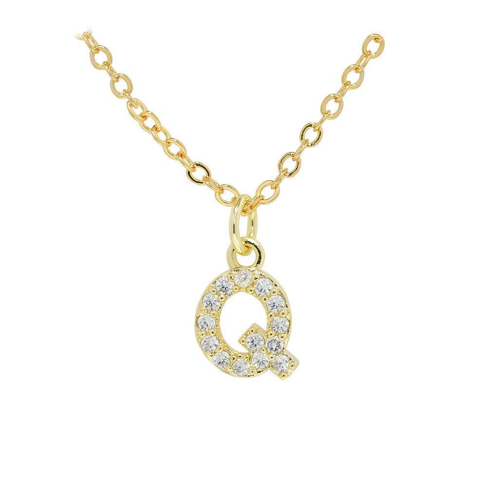Collar Baño Oro 18k Letra Inicial Brillitos Q-2