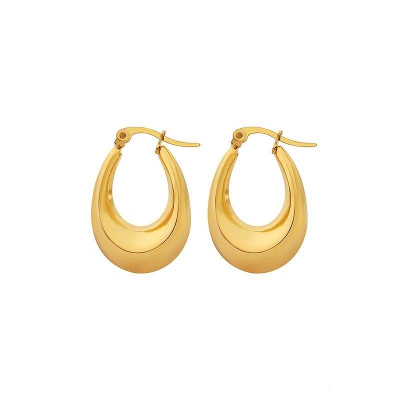 Aros Baño Oro 18k Bote Alargado S-0