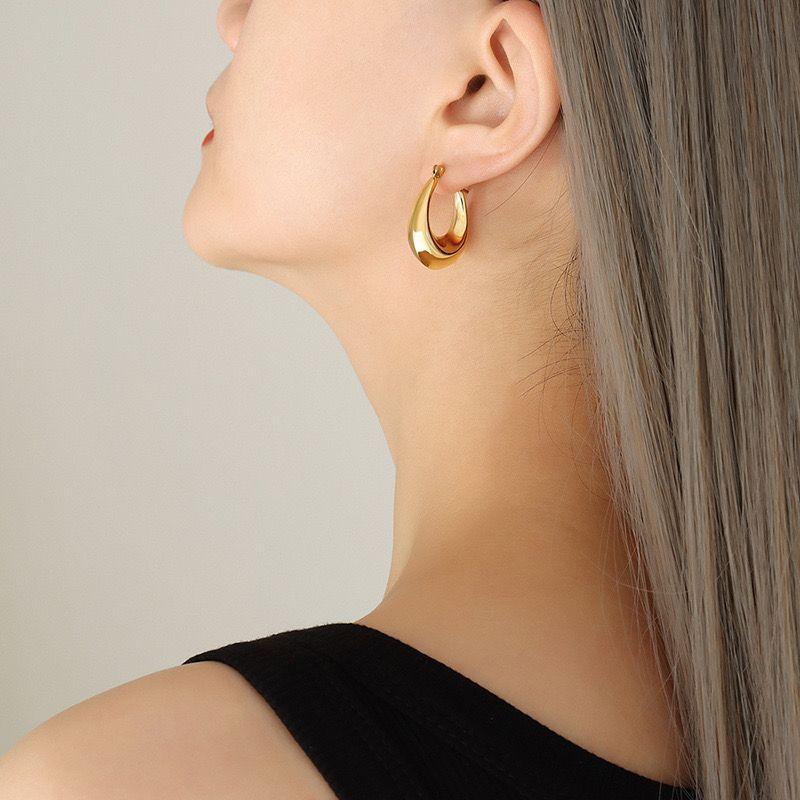 Aros Baño Oro 18k Bote Alargado S-2