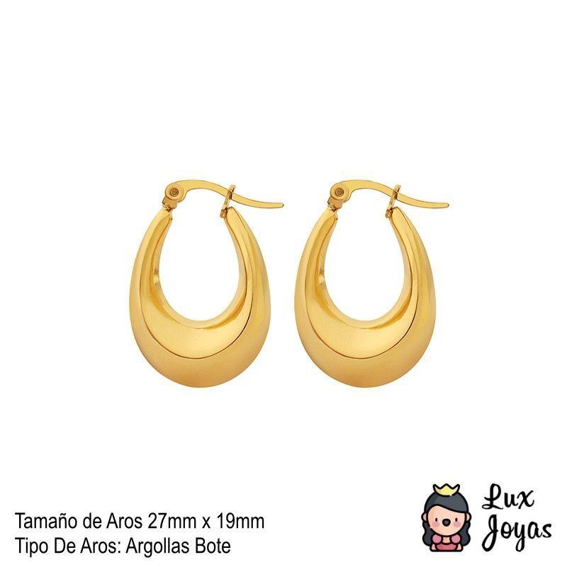 Aros Baño Oro 18k Bote Alargado S-3
