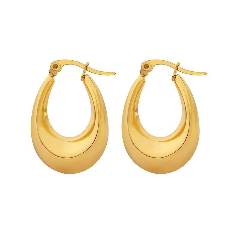 Aros Baño Oro 18k Bote Alargado L-0