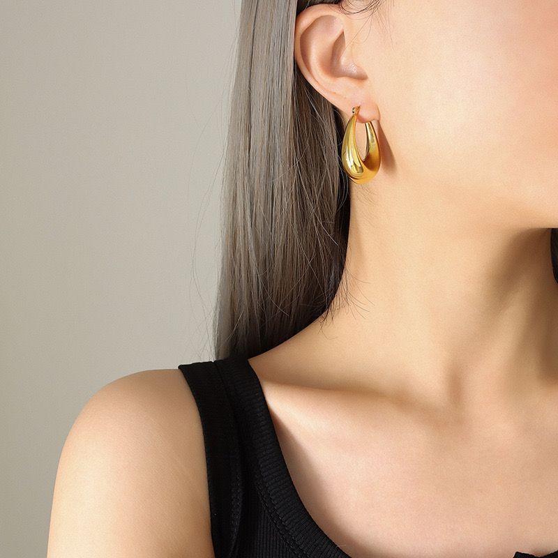 Aros Baño Oro 18k Bote Alargado L-2