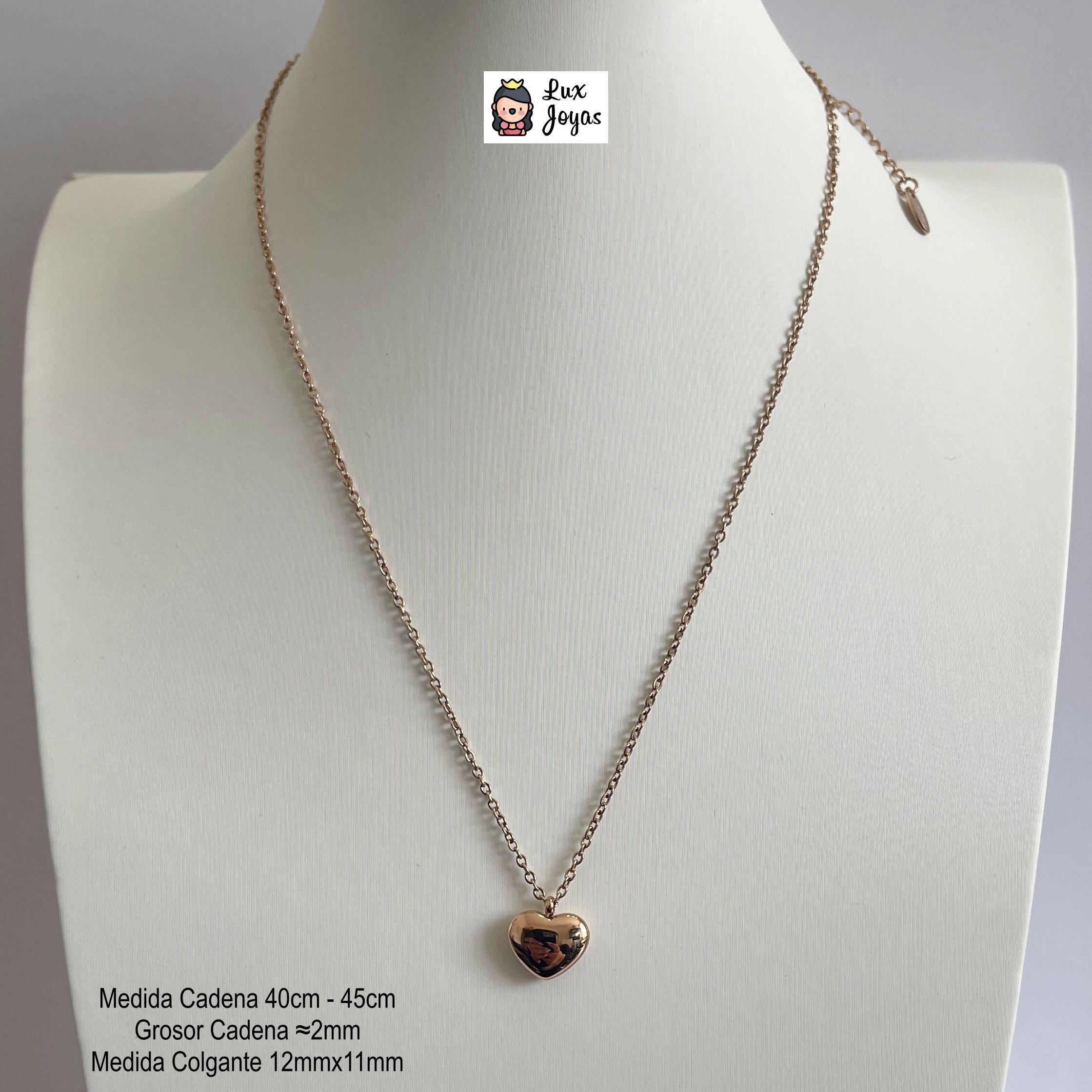 Collar Baño Oro Rosado 18k Corazón Liso-3