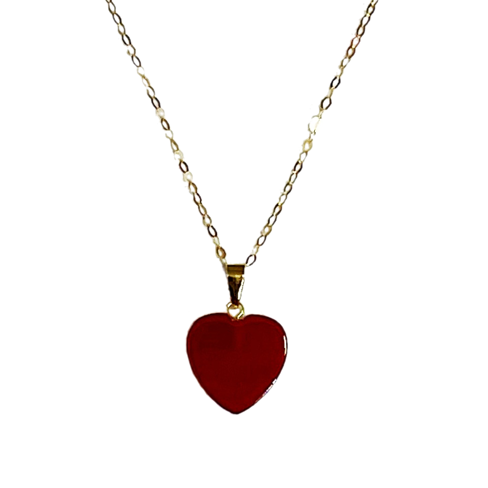 CADENA ESLABONES ORO AMARILLO 18K COLGANTE CORAZÓN ÁGATA L-0