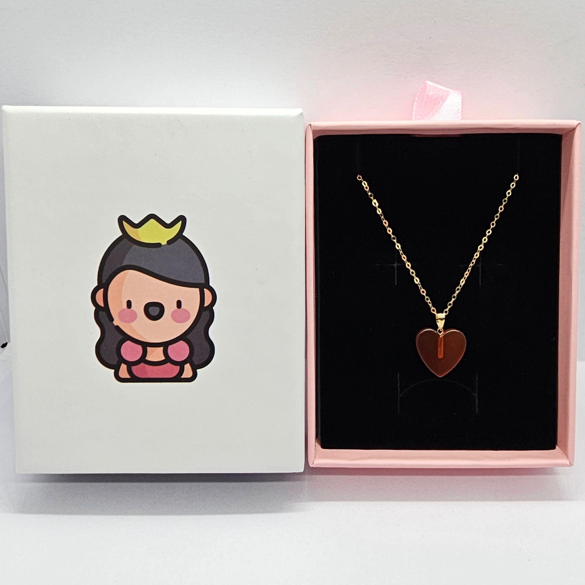 CADENA ESLABONES ORO AMARILLO 18K COLGANTE CORAZÓN ÁGATA L-5