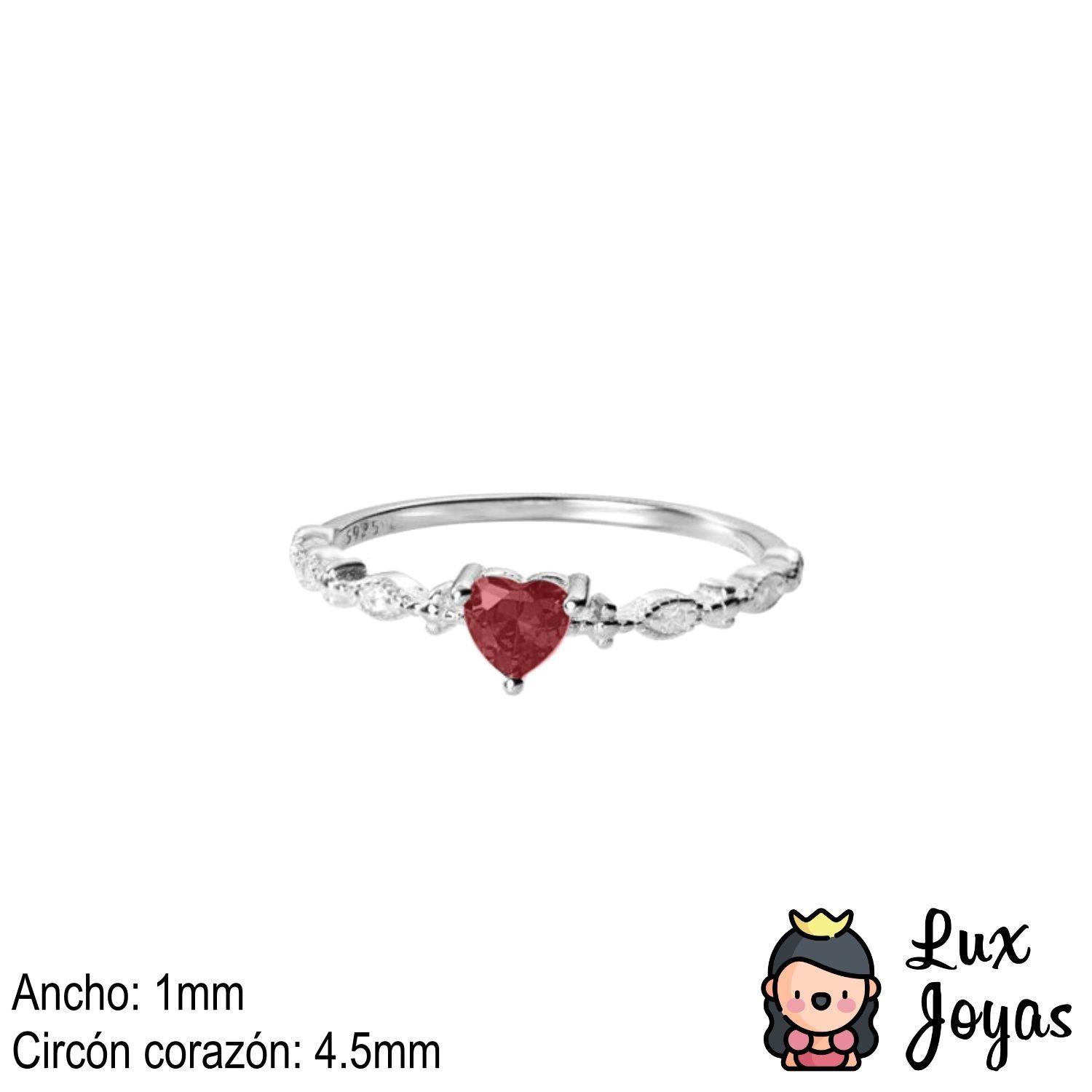 Anillo Plata 925 Corazón Granate-2