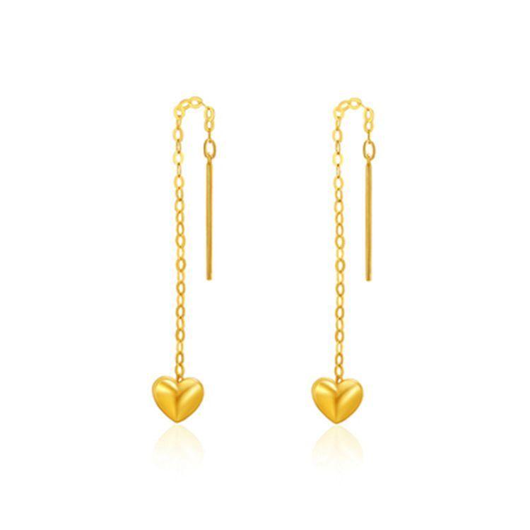 AROS LARGOS CADENA CORAZÓN 3D ORO AMARILLO 18K-0