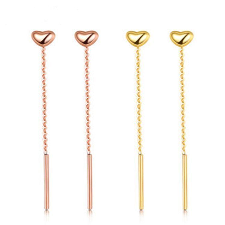 AROS LARGOS CADENA CORAZÓN 3D ORO AMARILLO 18K-3