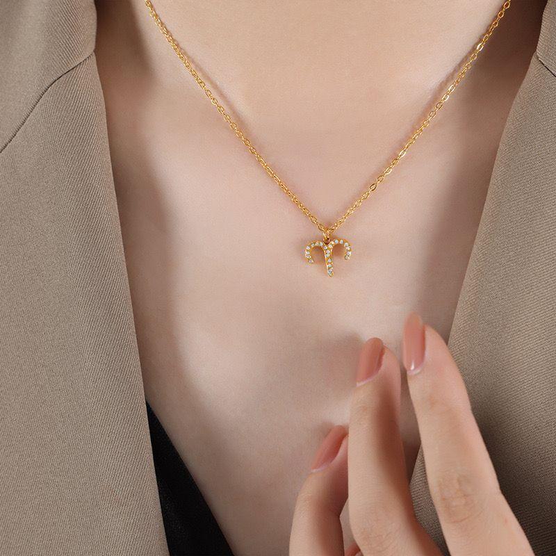 Collar Baño Oro 18k Signo Zodiaco Aries-1