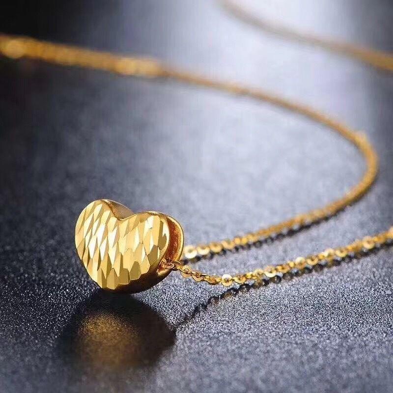 CADENA ESLABONES ORO AMARILLO 18K COLGANTE CORAZÓN 24K-1