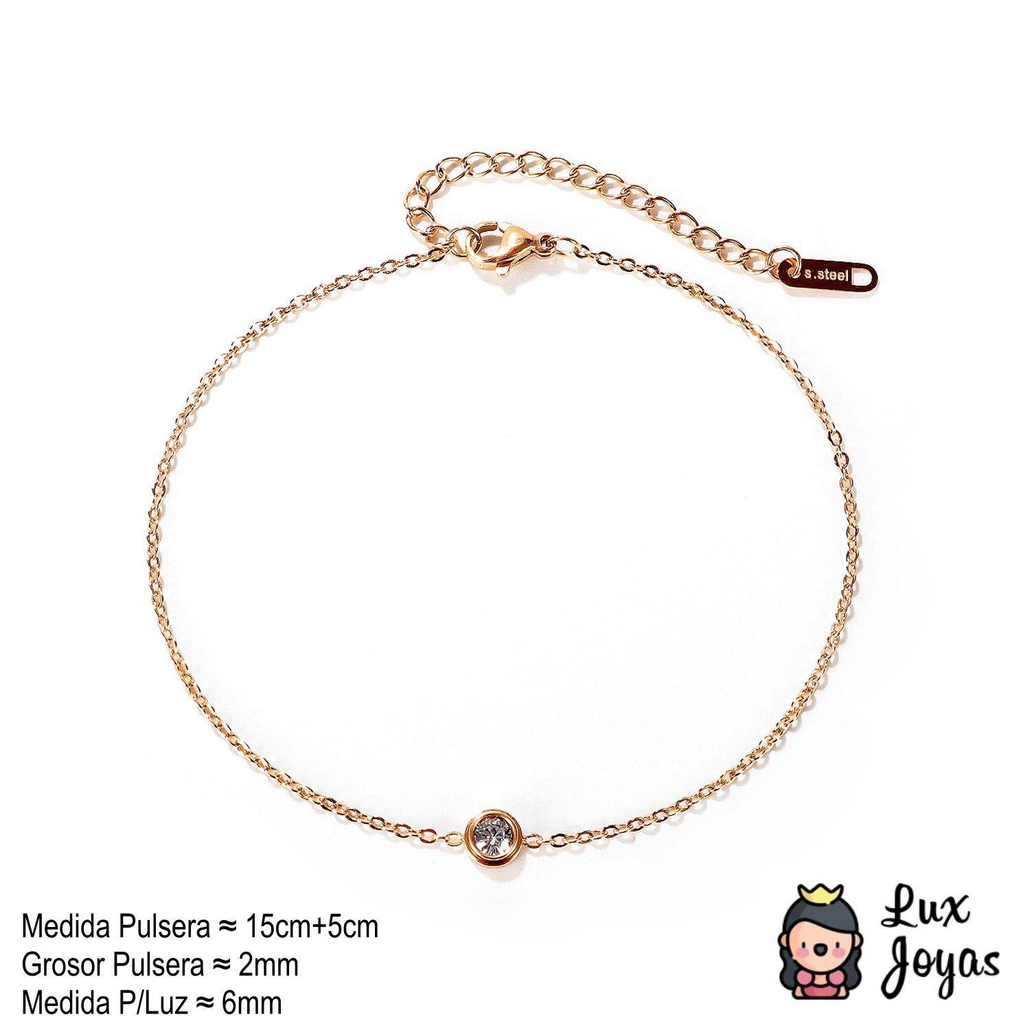 Pulsera Baño Oro Rosado 18k Punto De Luz-3