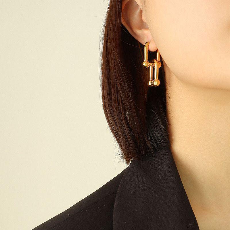 Aros Baño Oro 18k Largos Nudo Herradura-3