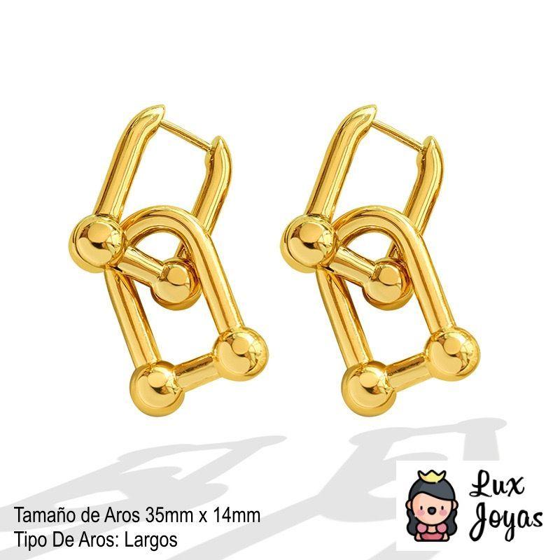 Aros Baño Oro 18k Largos Nudo Herradura-4
