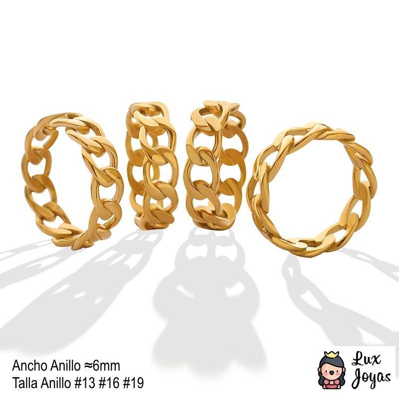 Anillo Baño Oro Amarillo 18 Kilates Cadena Grumet Talla 19-3