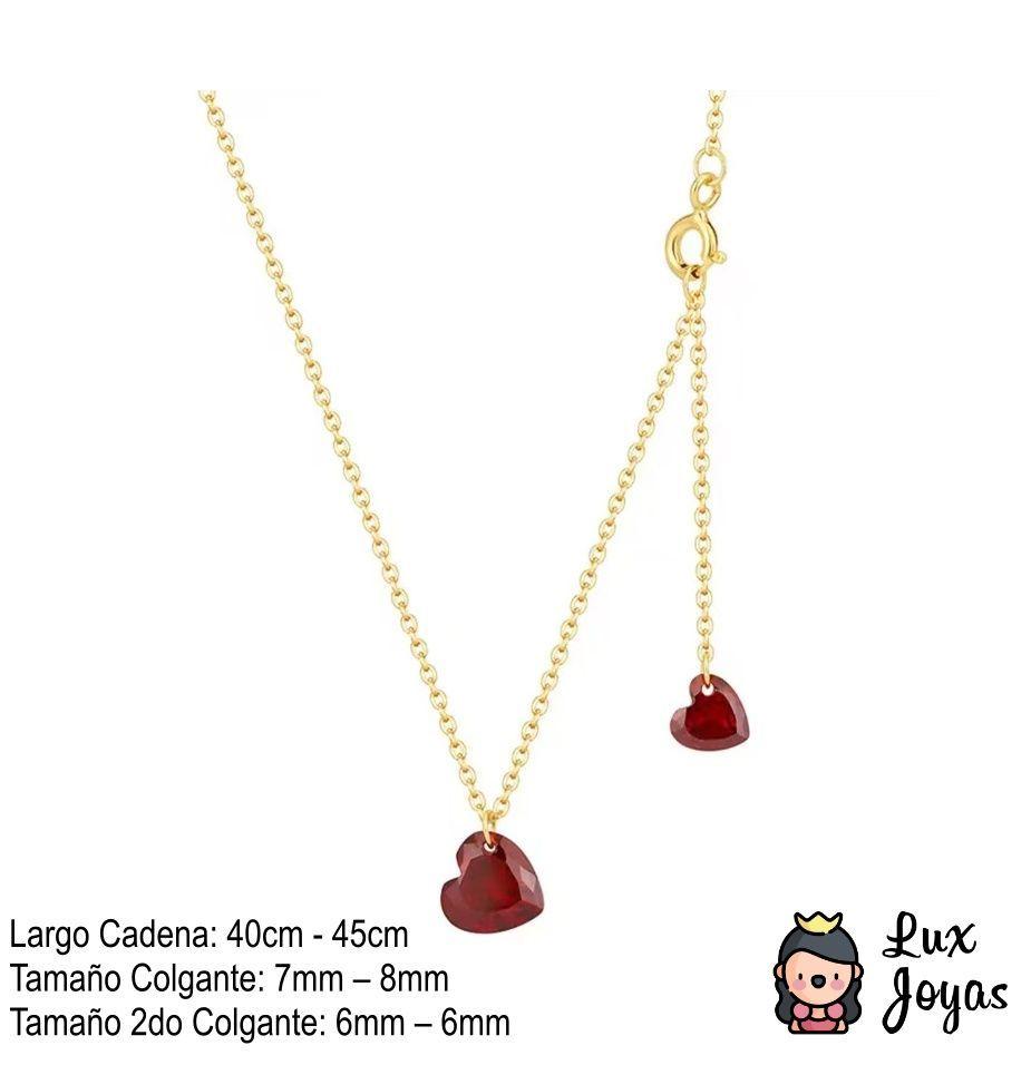 Collar Plata 925 Corazones Granate-2