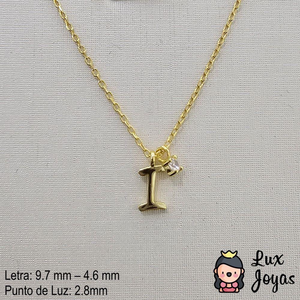 Collar Plata 925 Letra I Inicial Punto Luz-2