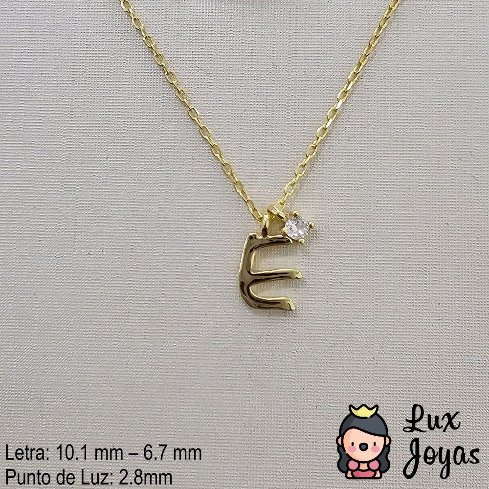 Collar Plata 925 Letra E Inicial Punto Luz-2