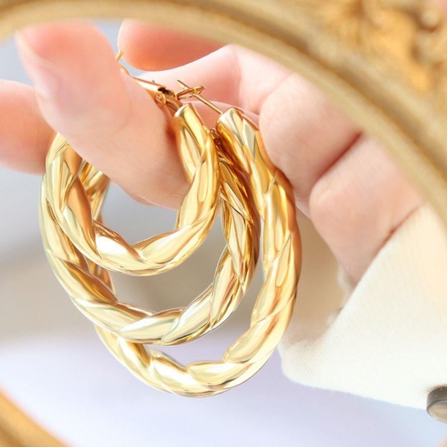 Aros Baño Oro 18k Enroscados M-1