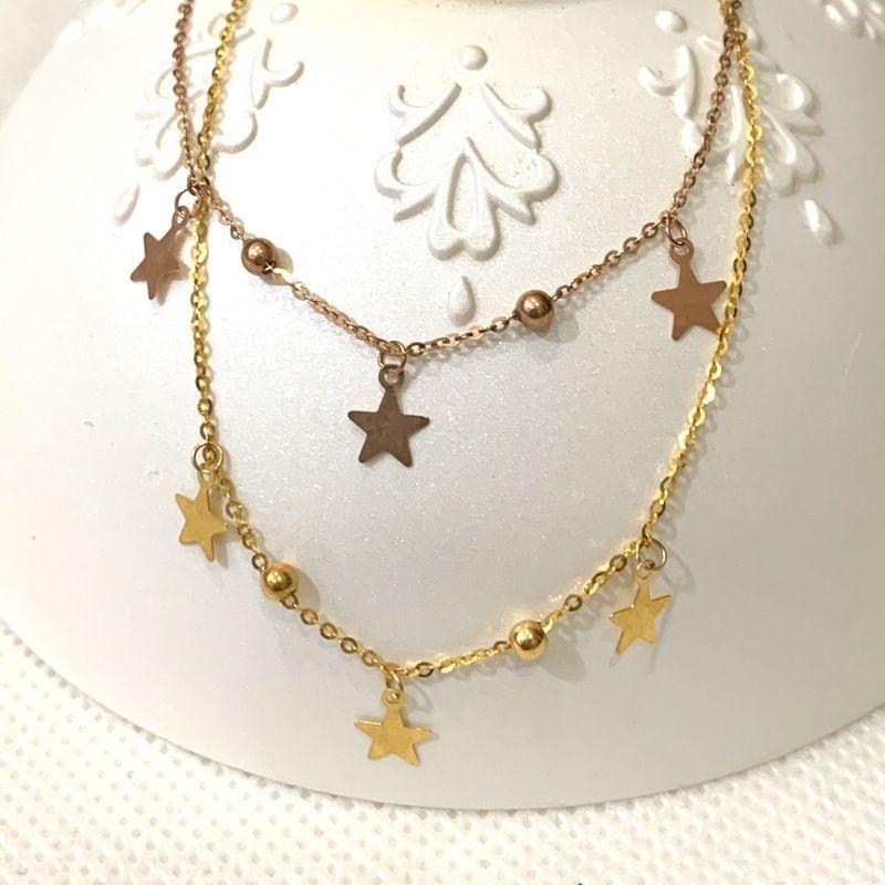 PULSERA PELOTITAS 3 ESTRELLAS  ROSE GOLD 18K-3